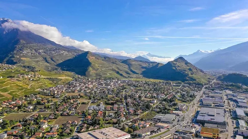 Vue d'avion de Conthey