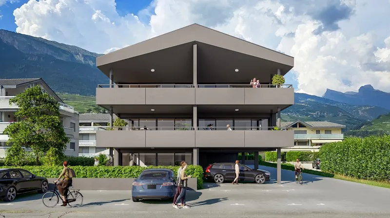 Vue de face de l'immeuble Kristina à Conthey